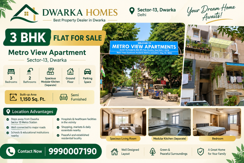 3 BHK  for sale Metro View Apartement Sector 13 
